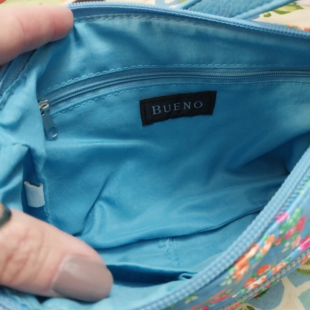 3359 Small Bueno Crossbody in Teal Blue Print. - Picture 10 of 10